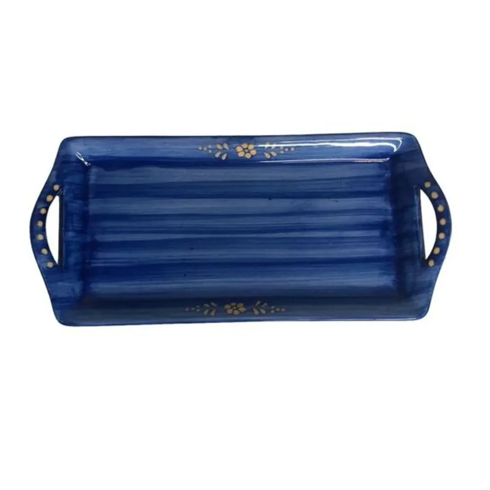 Pier 1 Hand Painted Ceramic‎ Stoneware Butterfly Butter Dish